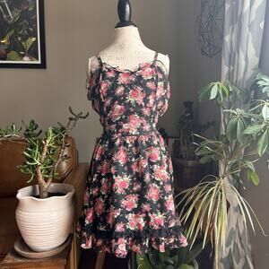 Y2K Ruffled Rose Sundress Tripp NYC Daang Goodman Grunge Whimsigoth Coquette M